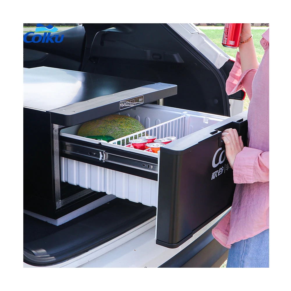 OEM ODM Modify RV SUV VAN DC 12v 24v Drawer Fridge Freezer LED Display 12v Metal Drawer Fridge For Truck