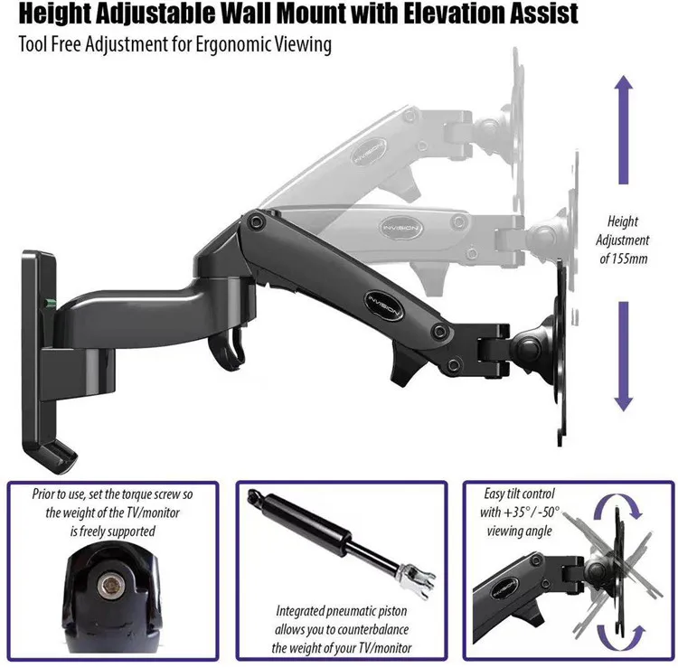 Monitor Wall Mount Bracket Stand Fit for PC Monitor & TV Vesa Adapter To Fit Screens 17 to 27 inch VESA 75x75mm & 100x100mm