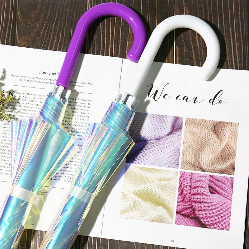 Plastic umbrella colorful custom clear transparent umbrella with logo print for woman