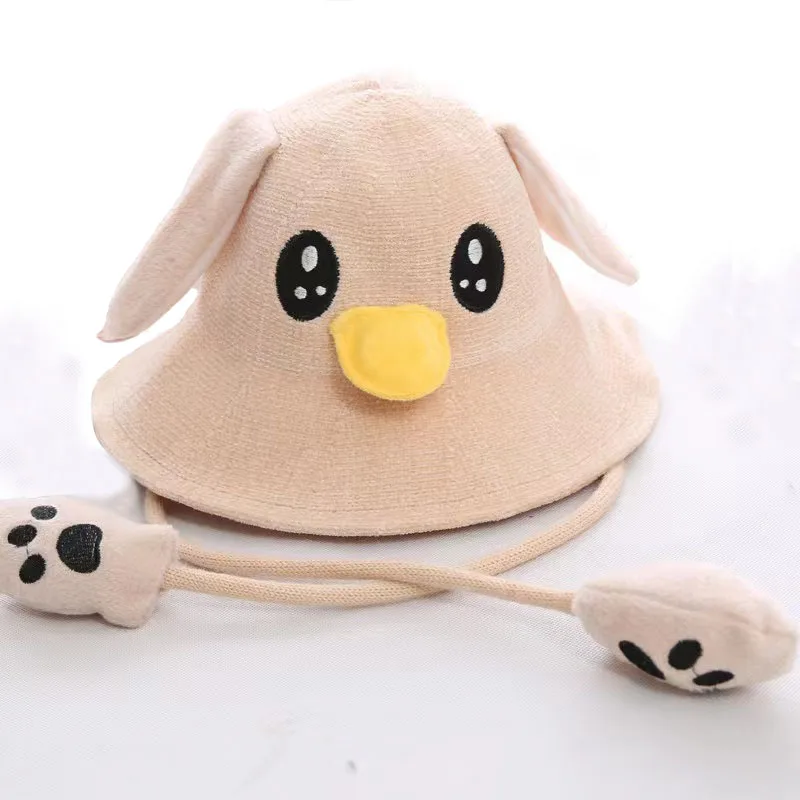Funny Duckie Hat With Moving Ears Cartoon Duck Ears Beanie Hat Chenille Knitted Airbag Cap Party Costume Birthday Gift Toy Hats