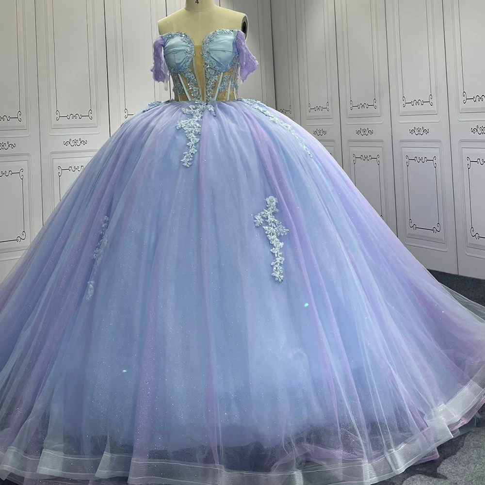 Jancember LSMU15 великолепные милые сиреневые платья с аппликацией и цветами Quinceanera
