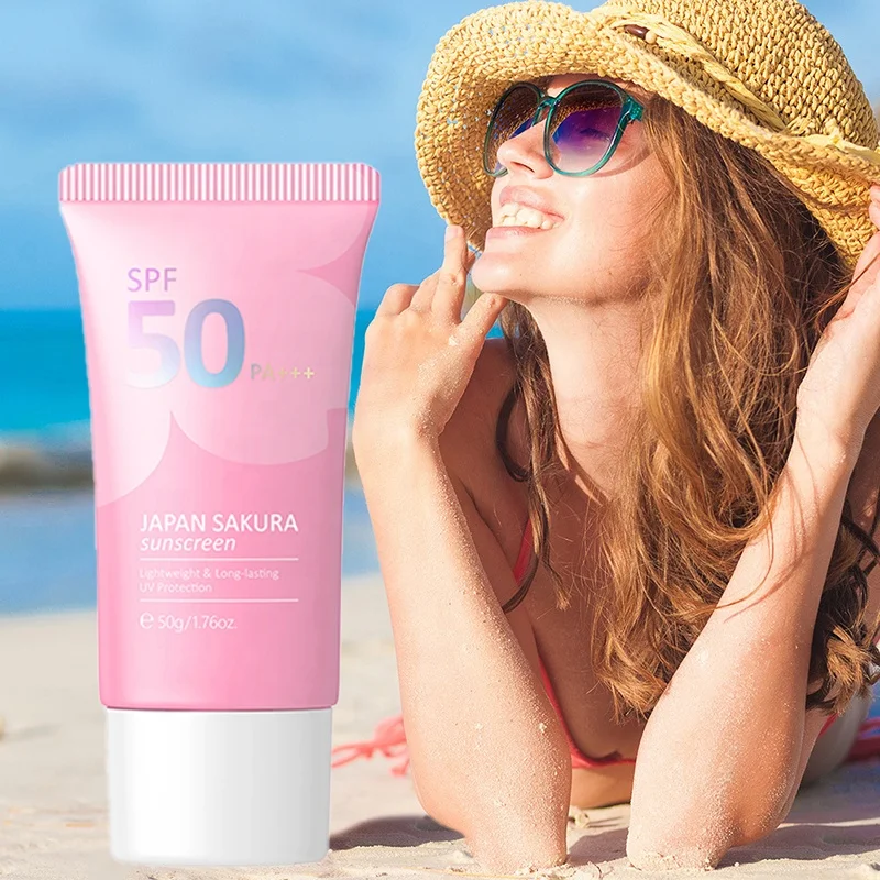 Hot sales 50g laikou private label organic uv protection spf 50 pa+++sun screen japan sakura sunscreen