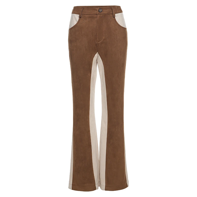 Factory Autumn Winter Fashion Stretchy Slim Fit Stretchy Suede Pants Women Zipper Fly Two Color tone Tourse