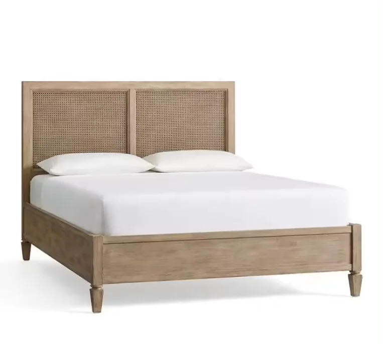 Solid wood adult double bedroom hotel bed sheet furniture customized
