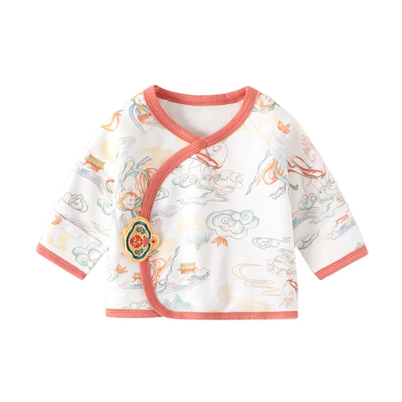 Newborn Baby National Style Tang Suit Monk Clothes Cotton Half-Back Underwear with Plate Buckle Spring Autumn Baby Jacket