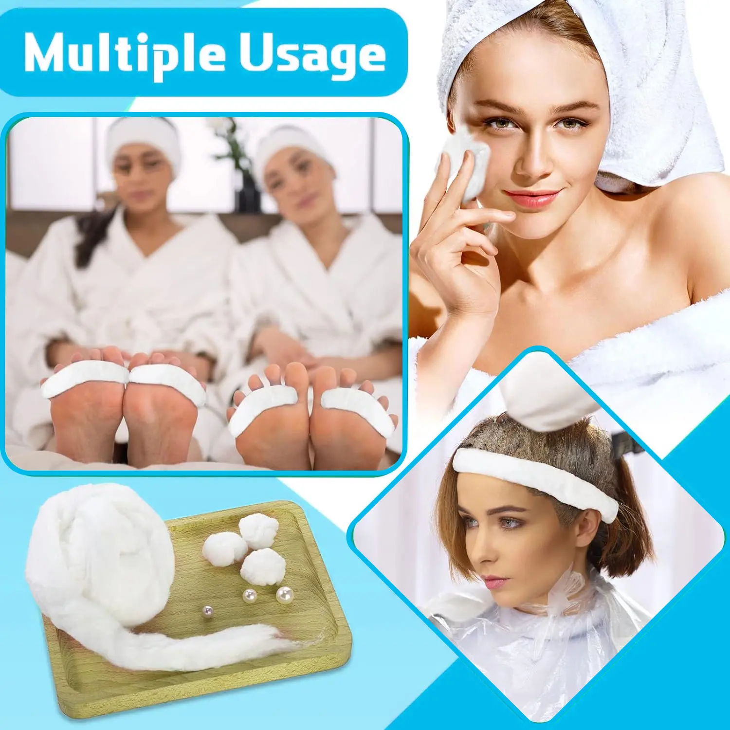 100% Natural Cotton Coil Beauty Sliver Balls String Wool for Manicures Nail Hair Care Ultrasonic Disinfecting Dressing Salon Use