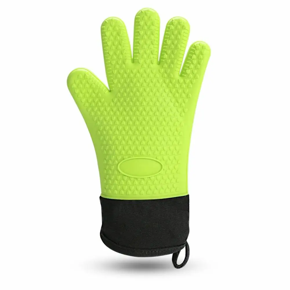 Baking and Grilling Oven Mitts Silicone and Cotton Double-layer Heat Resistant Gloves Silicone Oven BBQ Gloves