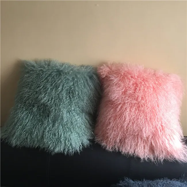 Long Curly Fur Tibetan Sheepskin cushion