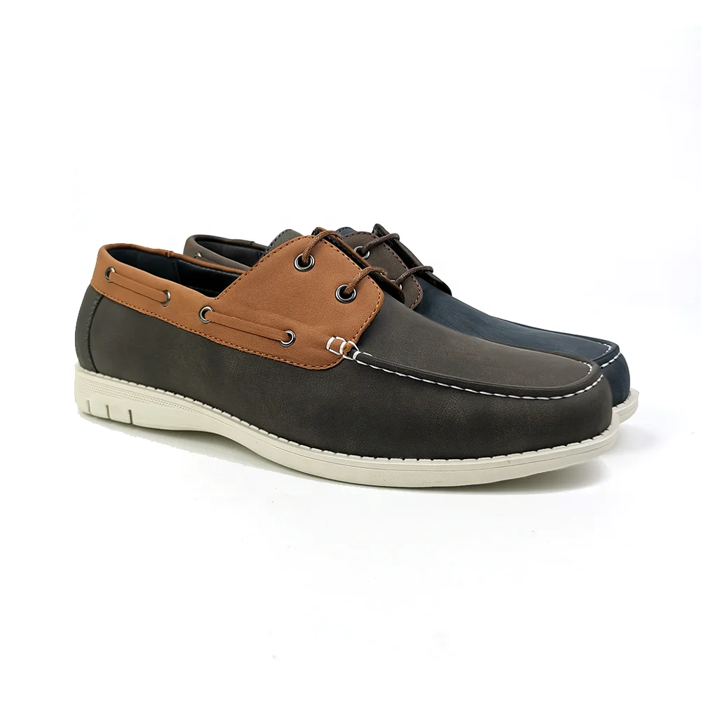 Flat Casual Shoes PU Leather Loafers Men Boat Shoes Wholesale