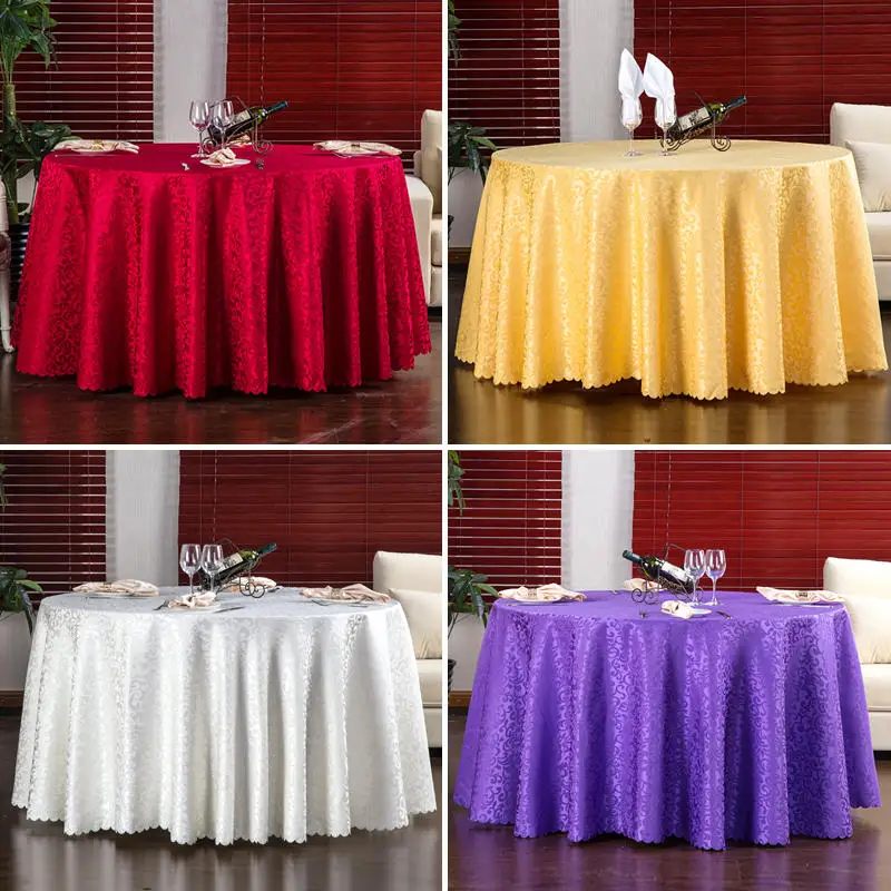 Custom Luxury Jacquard Polyester Tablecloth Damask Wedding Home Hotel Round Dining Tablecloth Table Linens For Events Party