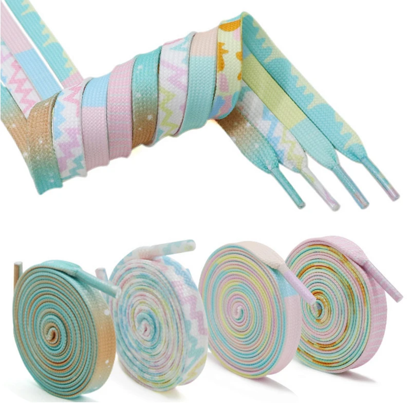 Рождественские градиентные шнурки для обуви, плоские оригинальные баскетбольные ботинки, кружевные круглые шнурки зеленого и желтого цвета