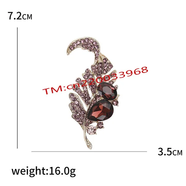 Fashion Women Men Clothing Accessories Jewelry Glass Brooch Lapel Pin Vintage Crystal Rhinestone Leaves Brooch Pin