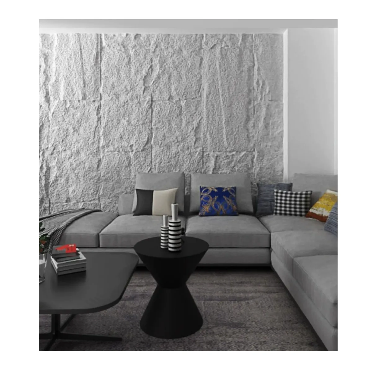 PU Artificial Rock Face Stone Wall Panel Exterior 1200*600mm Decorative Pu 3d Waterproof Polyurethane Tile