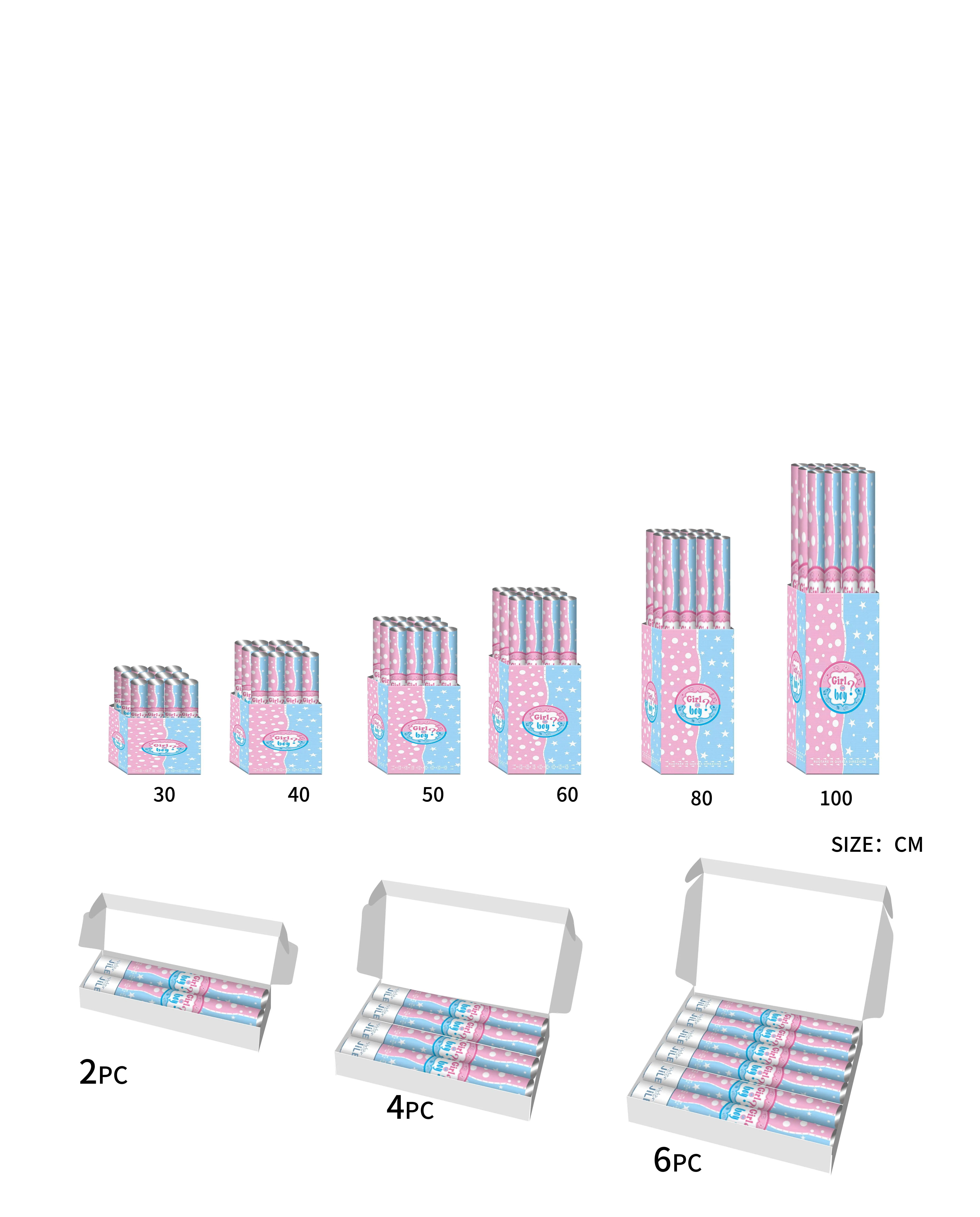 JILE Baby Gender Reveal Party Supplies Pink Blue Color Smoke Powder Confetti Cannon For Baby Shower Party