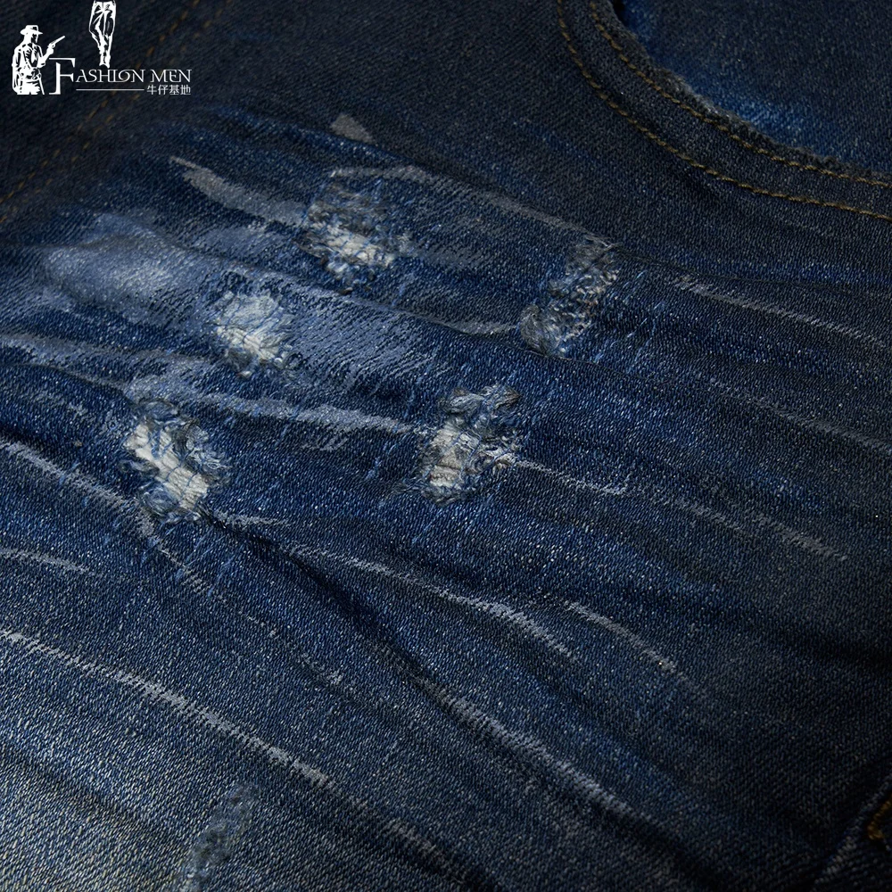 Wangsheng Garments Hot Sale High Quality Customized Logo Slim Fit Heavy Process Washing Water Jeans Slim Fit Jeans For Men