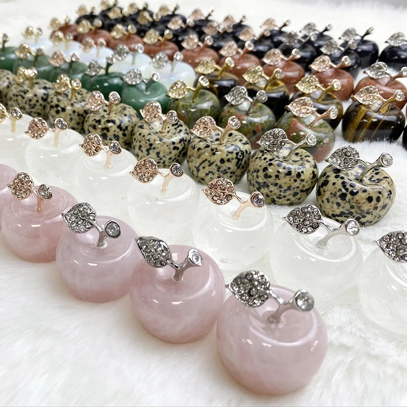 wholesale custom logo decorative purple white rose quartz  decoration red small green  crystal apples
