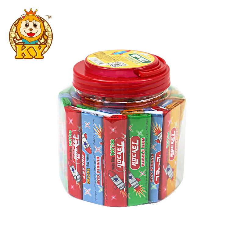 Manufacturer wholesale sweet fruit flavor chewing bubble gum candy with tattoo