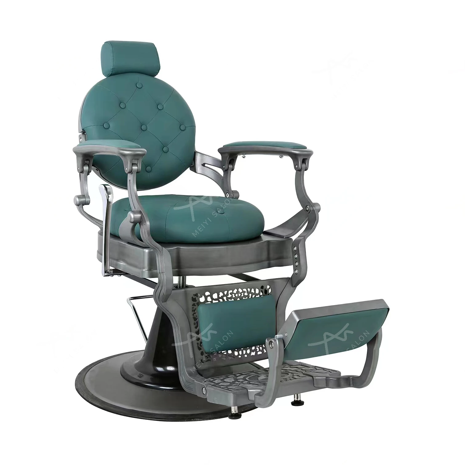 Salon Equipment Modern Luxury Beauty High Quality Green Leather Metal Vintage Barber Chair