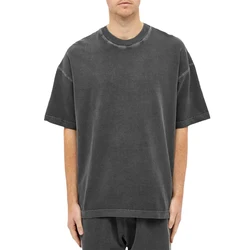 Drop Shoulder T-shirt Manufacture Cut & Sew 100% Cotton Vintage Stone Wash Oversized T Shirts Men Causal Acid Washed Tee Shirt