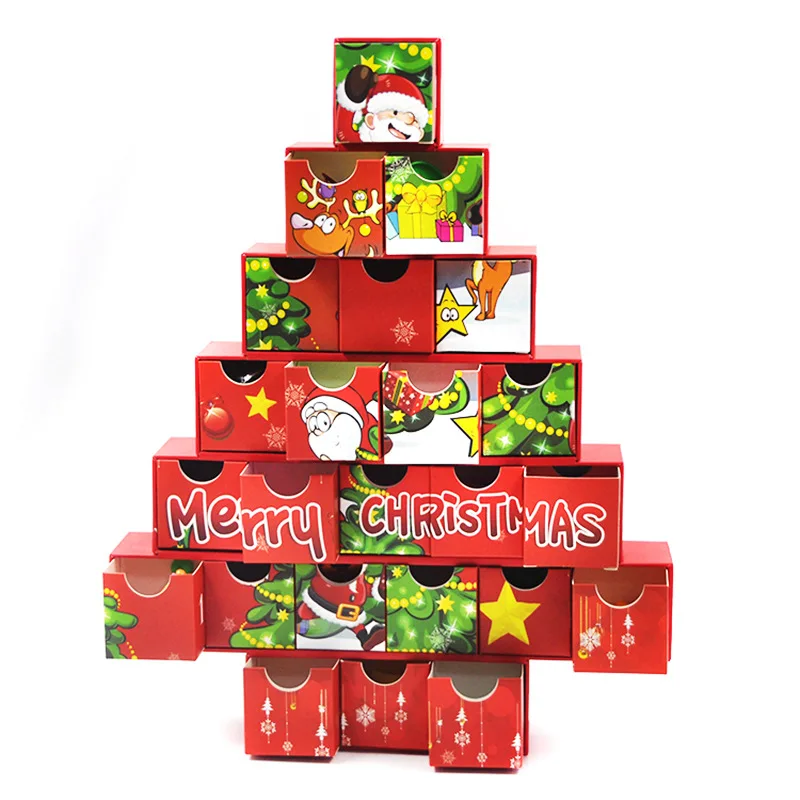 Wholesale Christmas custom advent calendar cardboard chocolate blind packaging gift box 12days for kids
