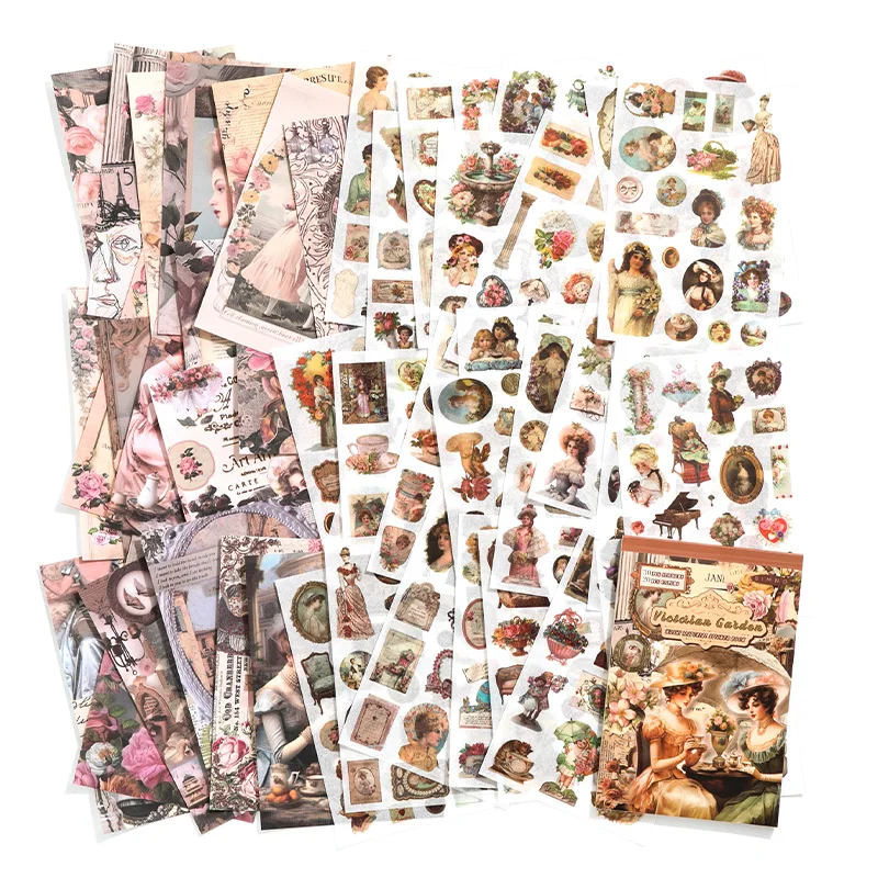 Simno 50 Sheets Junk Journal Supplies Vintage Victorian Women Portraits Scrapbook Stickers Book