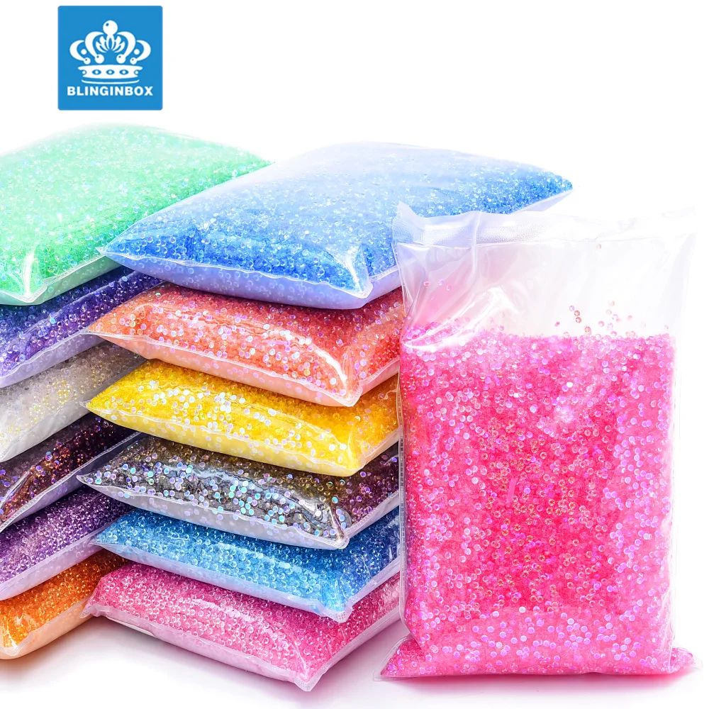 Blinginbox Whosale 3mm Resin Stone 10000pcs Package Resin Non Hotfix Rhinestones Flatback Aurora Rhinestones For DIY Nail Art