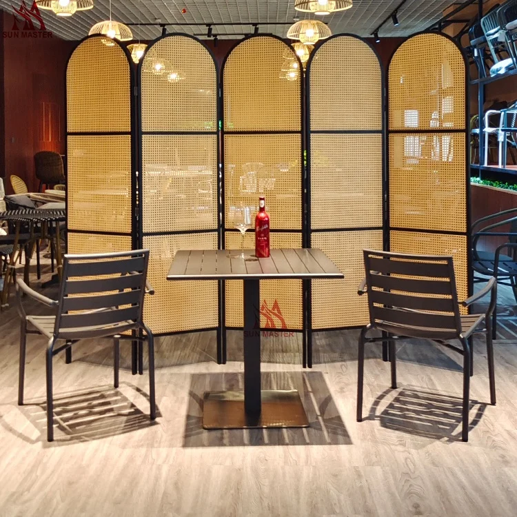 Modern Outdoor Furniture Aluminum Round Table With Umbrella Hole Patio Restaurant French Bistro Coffee Round Metal DiningTable