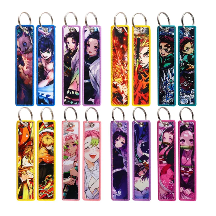 Оптовая продажа брелок с мультяшным реактивным ярлыком на заказ тканевый вышивкой в виде демонов