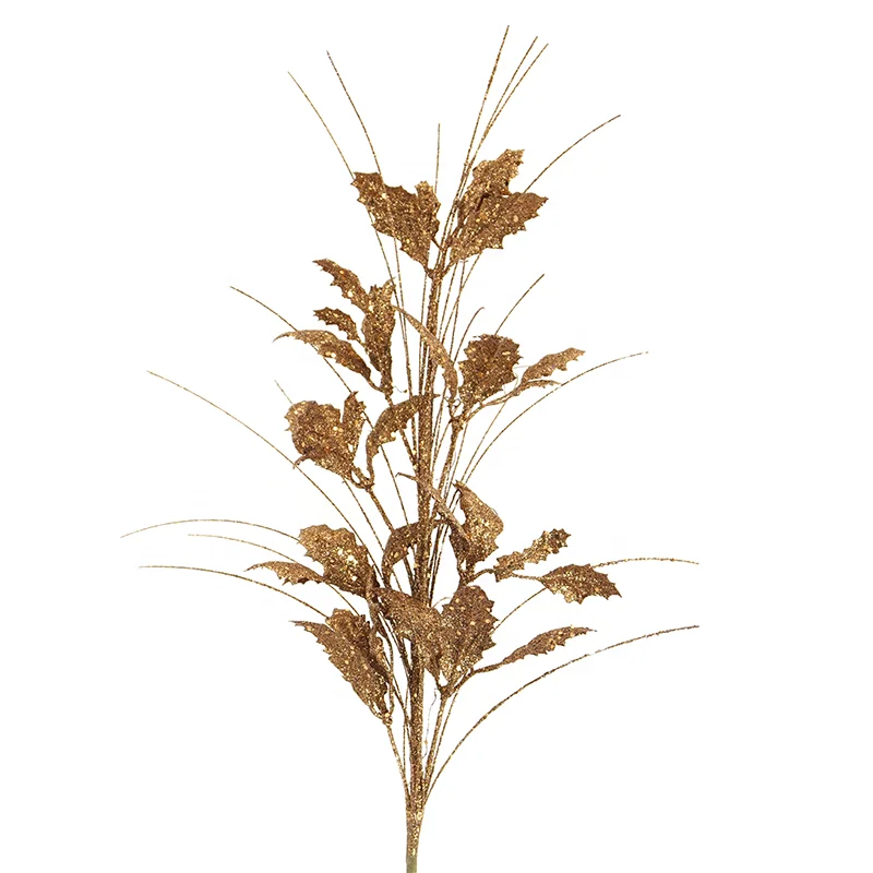 Factory wholesale simulation flower gold and silver metal simulation plant wedding home decoration fake flower plastic flowers