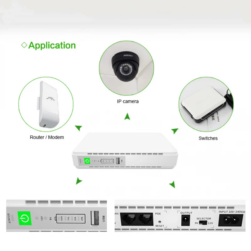 Mini UPS Backup 5v 9v 12v DC 15v 24v POE 431P 8800mah Uninterrupted Power Supply UPS for home use