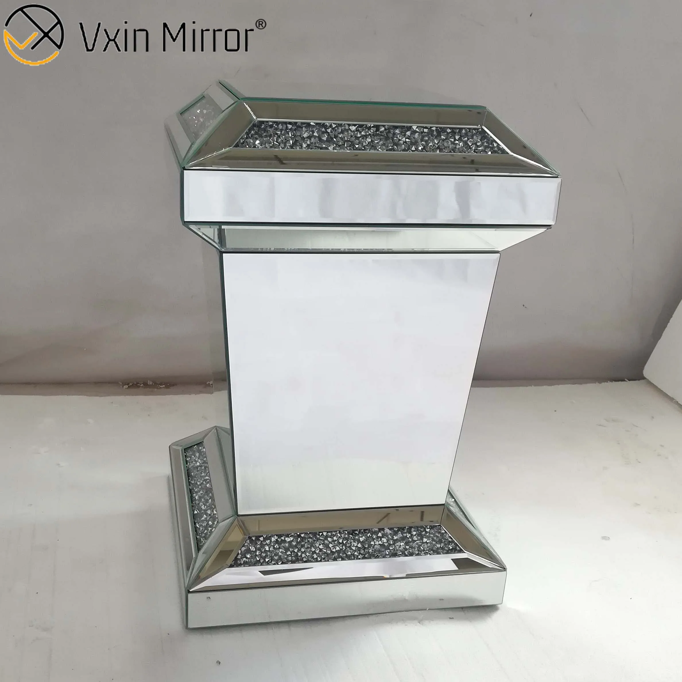 Vxin Mirror WXF-725 Modern Rectangle Diamond mirrored Side Table 3d mirror end table for living room
