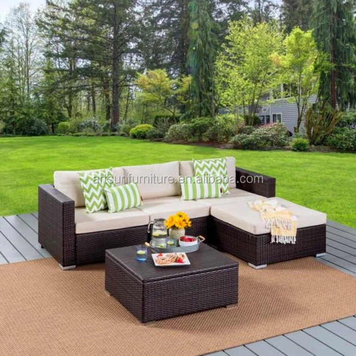 New pool side aluminum Garden sofas patio furniture metal Outdoor Rattan wicker sofa set