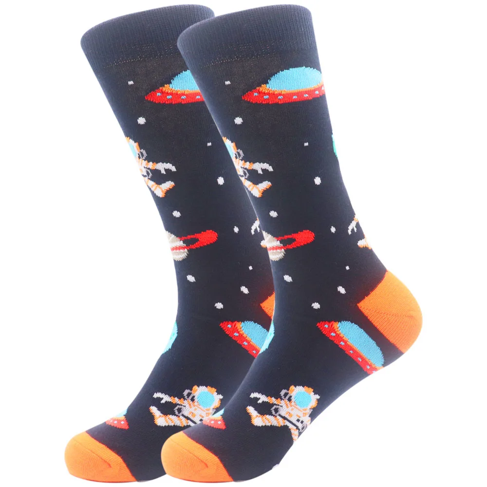 print funny combed cotton crew socks custom crew mens happy socks men colorful wholesale