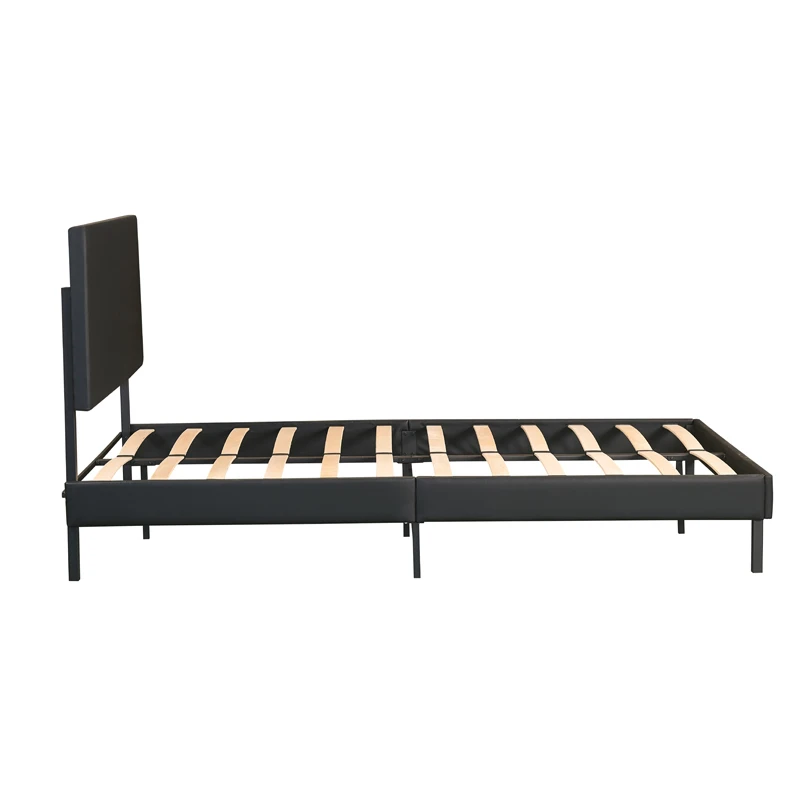 Bedroom furniture set modern king queen size iron frame leather bed