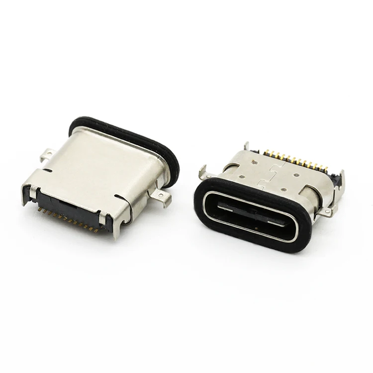 Mid Mount Hybrid IP67 Type C  24Pin Waterproof Female USB Receptacle Connector DIP+SMT PCB Connector China Supplier