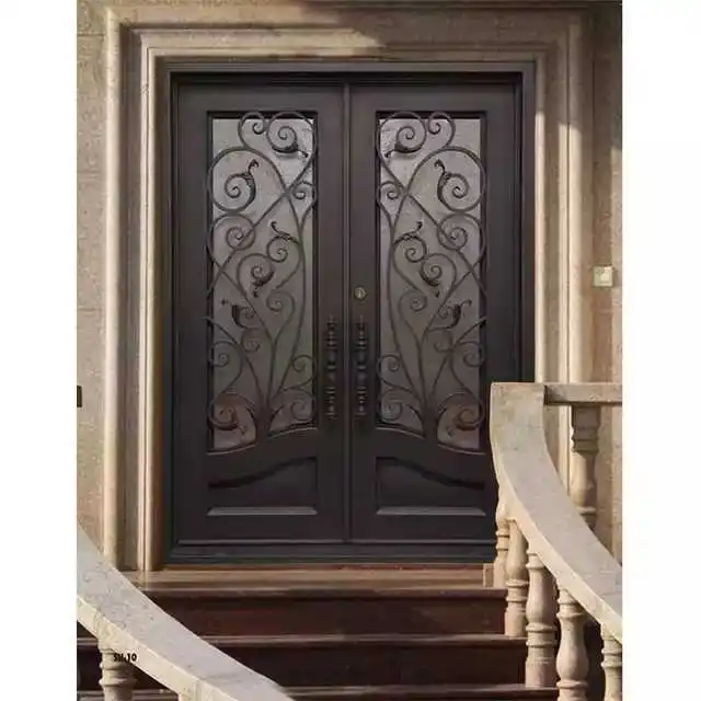 luxury villa main entrance decorative grills wrought iron door