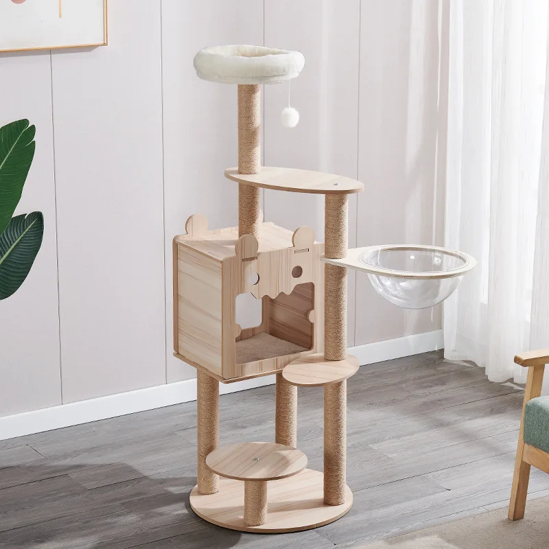 Cat Climbing Frame Integrated Nest Cat Tree Tower Shelf Large Sisal Toy Jumping Platform Scrapers Cats Toys for Pet Products