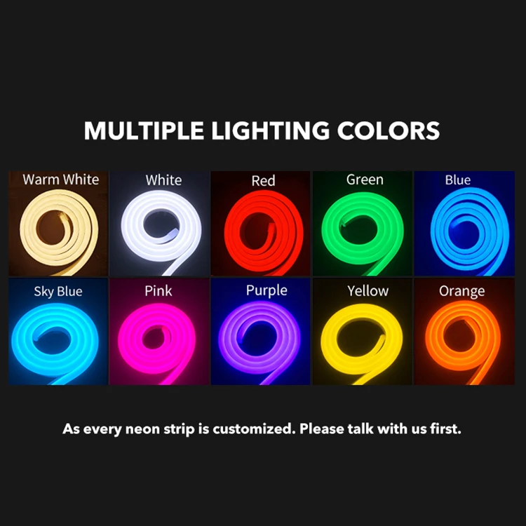 Colorful Neon Tube 1cm Cutting New Generation No Glue Sticking 6mm 8mm 5V 12V Rgb Led Neon Strip Light