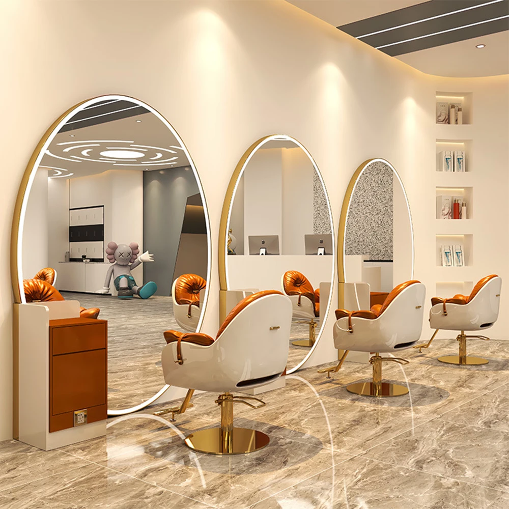 Modern large full length mirror barber furniture stations hair salon led mirror for beauty salon