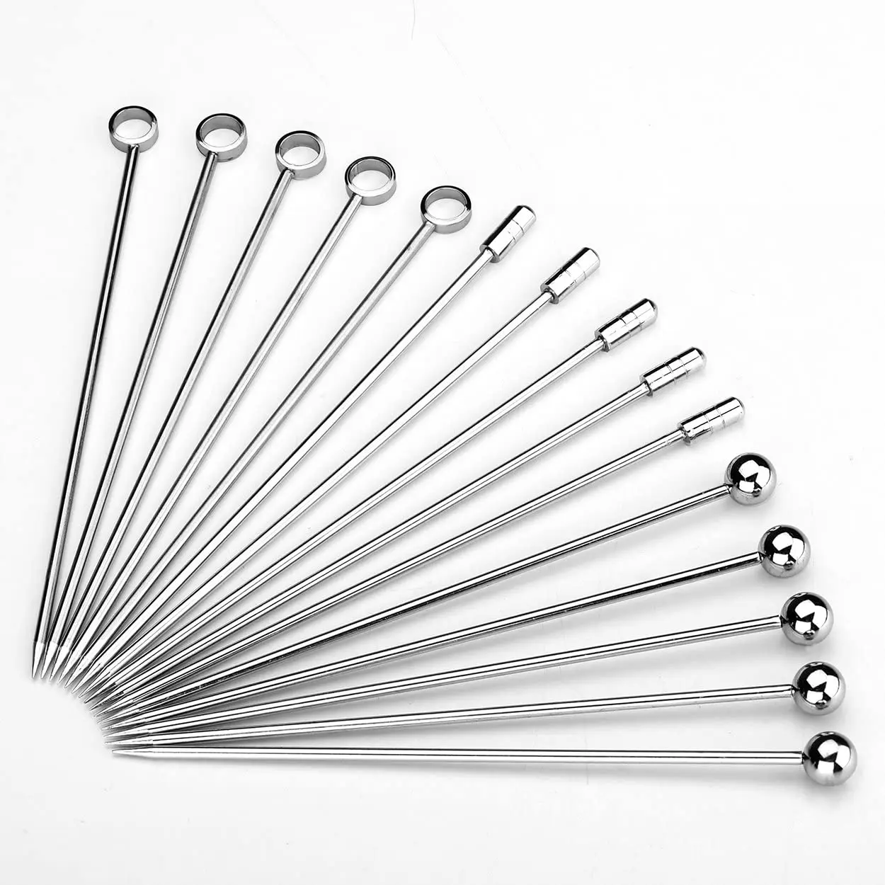 8 New Styles Stainless Steel Reusable Martini Pick set Fruit Toothpick Drink Stick
