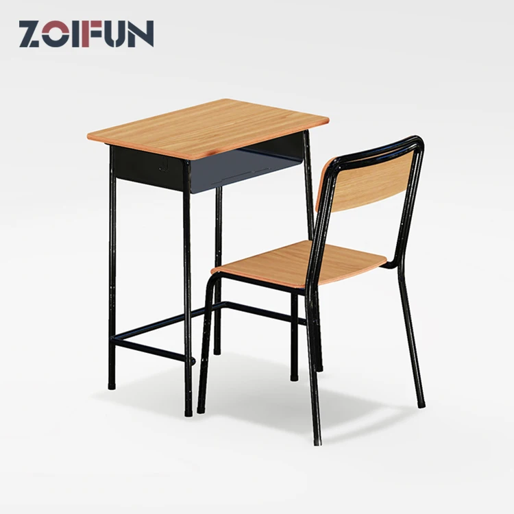 Single Primary School Furniture Student Desk And Chair Classroom Metal School Desk And Chair Set