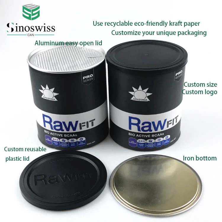 Wholesale Factory Round Cardboard Packaging Empty Coffee Cans Whey Protein Composite Can
