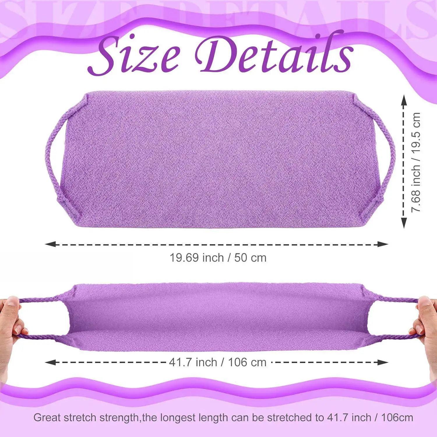 Nylon Back Exfoliator Back Washers Stretchable Pull Strap Exfoliating Loofah Washcloth Back Scrubber for Shower with Handles