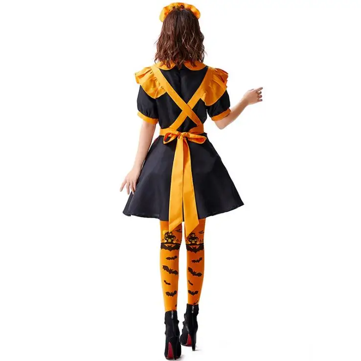 Halloween dress cosplay clothes mother and daughter Costume for Birthday Christmas party Pumpkin maid dress