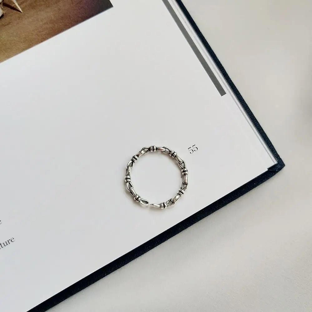 Custom Made Personality Korean Minimalist Vintage Joker Handmade Black 925 Sterling Silver Cheap Simple Punk Rings For Couples