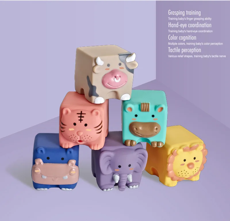 Soft Building Blocks Baby Toys Teethers Toy Educational Squeeze Play Toys Baby Stacking Cube Baby Soft Blocks