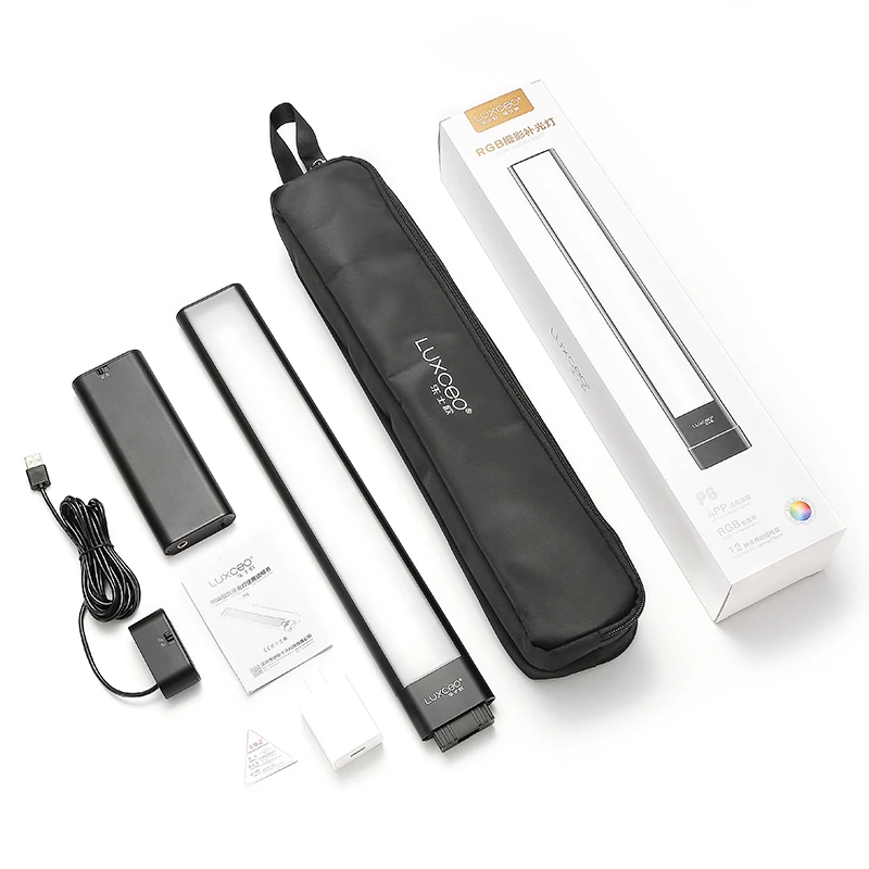 18W 1300lm RGB LED Photography Light LUXCEO P6 with 10000mAh Removable Battery Handheld Video Light APP Control Full Color Stick