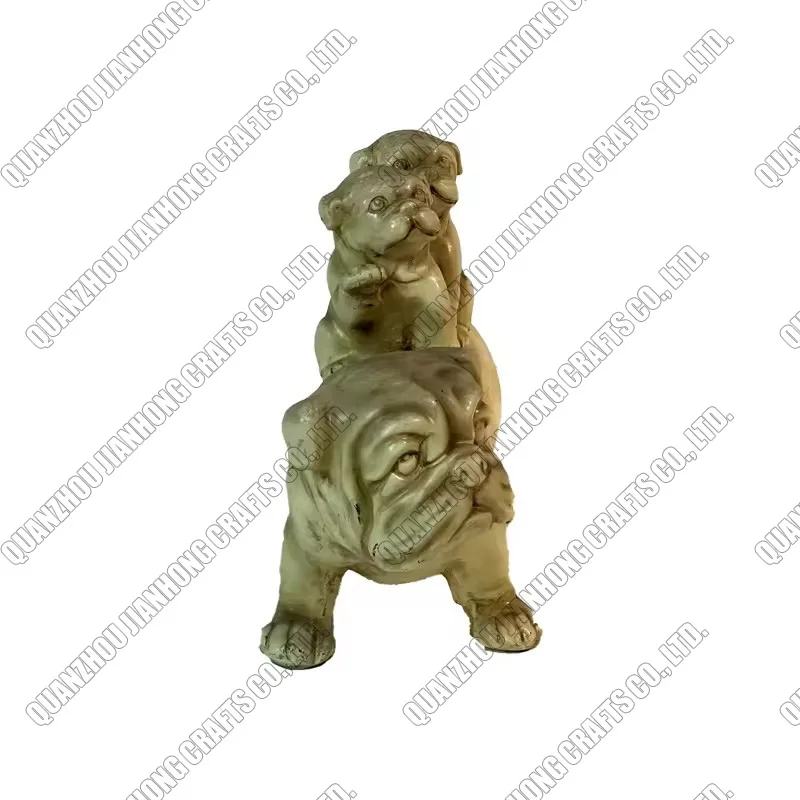 Realistic Bulldog Model Figures Standing Puppy Figurine for Home Office Decoration Polyresin Crafts