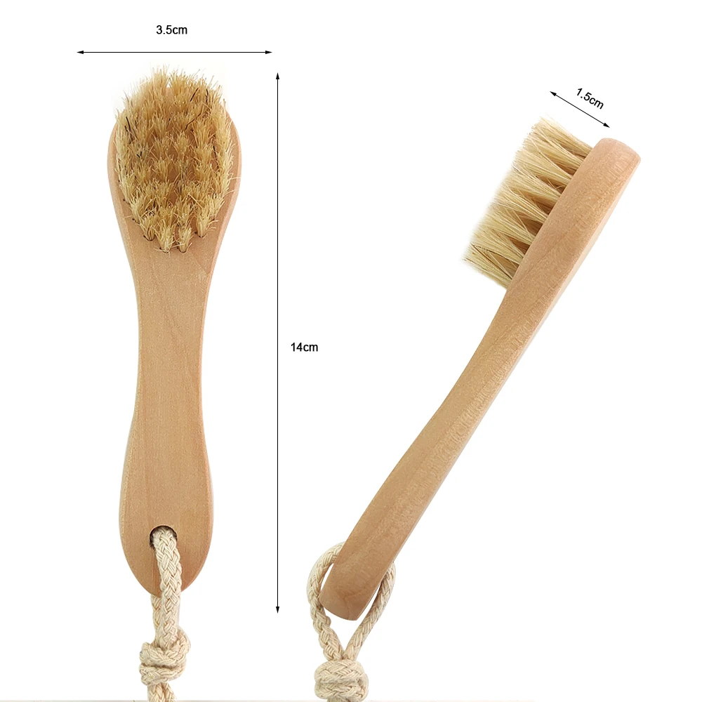Wooden Face Cleansing Brush for Facial Exfoliation, Natural Bristles Brush For Dry Brushing