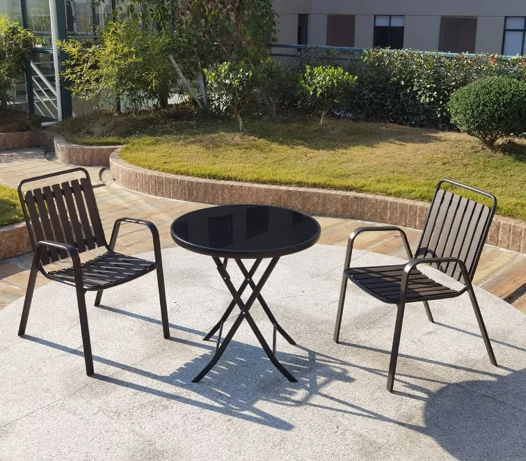 Garden Sets Patio Furniture Outdoor Lounge Chair And 60cm Glass Folding Round Table